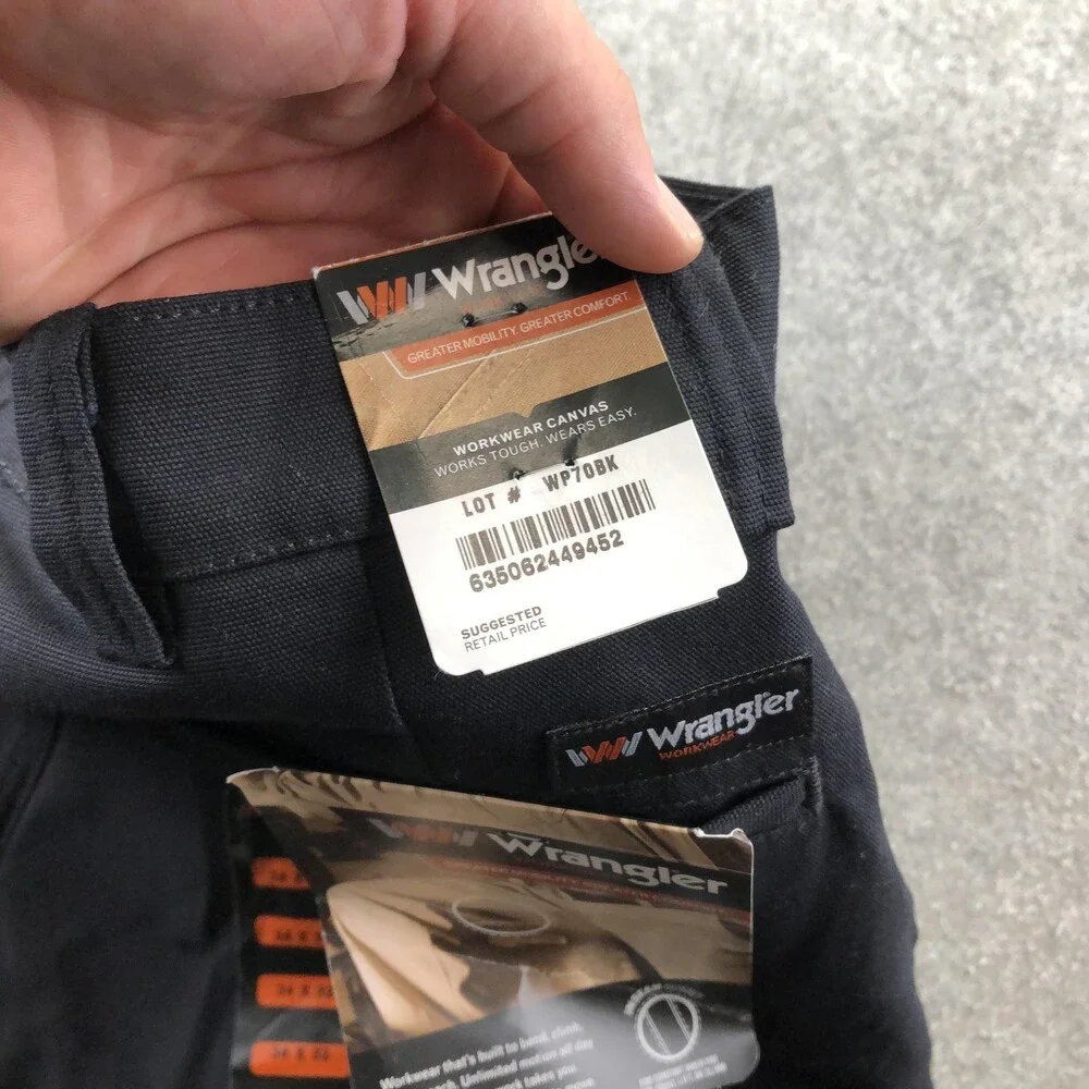 Wrangler Pants Mens 36x32 Black Canvas Chino Regular Straight Riggs Workwear